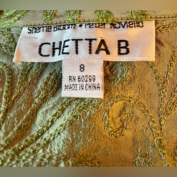 Gently Used!🤩Chetta B😎 gorgeous olive green 100% silk and sequin dress/size-8 - Picture 7 of 9